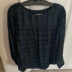 Loft by Ann Taylor Preppy Plaid Long sleeve blouse SZ S